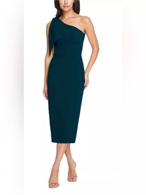 NWF $148 Dress the Population Tiffany One Shoulder Midi Dress S
